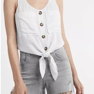 EXPRESS Rayon Tie Front Tank in White Women’s size XS